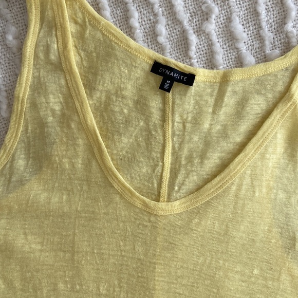 Dynamite Linen Blend V-Neck Racer Tank 💛 | Size M - Picture 2 of 5